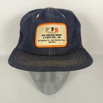 Vintage Denim New England Engine & Parts Dist Snapback Trucker Hat Made In USA • $19.49