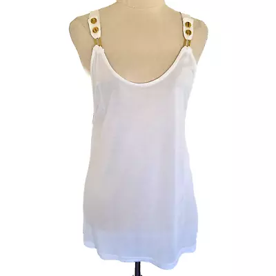 Alice McCall Womens Sleeveless Tank Top Gold Stud Size 8 White • $39.95