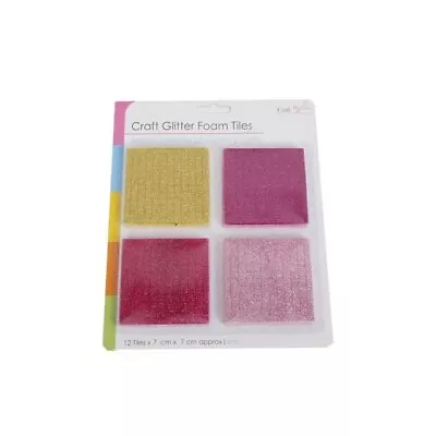 £2.19 • Buy Kids Children's Craft Card Making Glitter Foam Tiles Pink Purple Fushia & Yellow