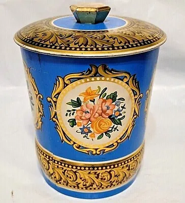 VTG GEORGE W HORNER & CO Decorative Blue Floral Tin Made In England • $20