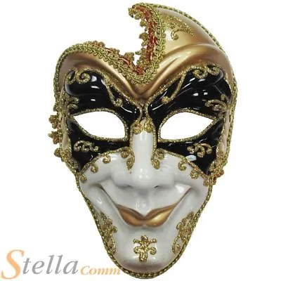 Adult Full Face Man Jester Mask Ventian Masquerade Halloween Fancy Dress Costume • £12.49