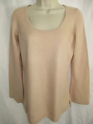 Sutton Studio 100% Cashmere Pale Coral Pink Scoop Neck Sweater M May Fit S • $16.95