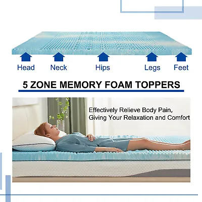 Orthopedic Memory Foam Mattress Topper 2'' 3'' All Sizes Gel Infused Design Pad • $86.99