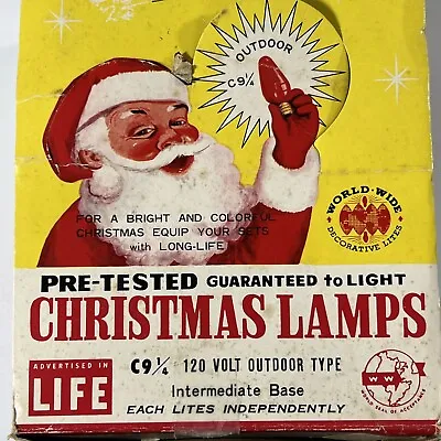 Vintage World Wide Christmas Lamps 20 C9 1/4 Light Bulbs In Box Santa Claus Work • $12.99