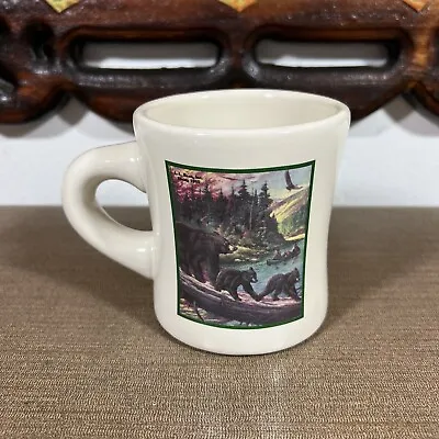 Vintage L.L. Bean 90th Anniversary Heavy Diner Coffee Mug 12oz Bears Wildlife • $34.99
