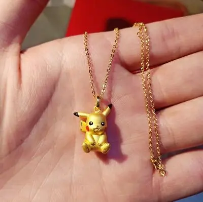 £10.64 • Buy 3D Gold Plated Cartoon Character Pikachu Pokémon Pendant Chain Necklace #1