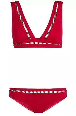 Zimmermann Poppy Ladder Bikini Set | Triangle Top / Hipster Crimson Pink/Red • $159.99