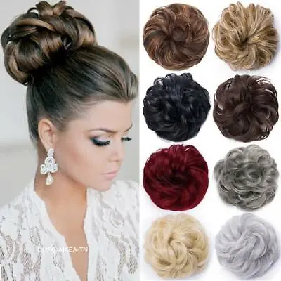 £8.52 • Buy UK Real Thick Natural Curly Messy Bun Hair Piece Updo Fake Extensions For Human