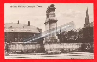 Derby Midland Railway Cenotaph Military War Memorial Postcard. Dedicated 1921 • £12