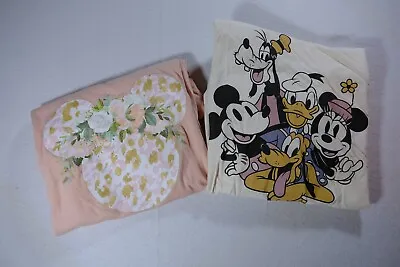 Disney Women's Shirt Lot Of 2 Size Large Mickey Mouse Crop Disney Logo • $11.45