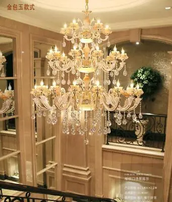LED Europe Zinc Alloy Jade Crystal Hotel Chandelier Villa Penthouse Ceiling Lamp • $284.05