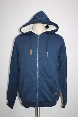 Buffalo Jeans Mens Fortino Faux Fur Logo Zip-Front Hoodie Blue M • $16.99