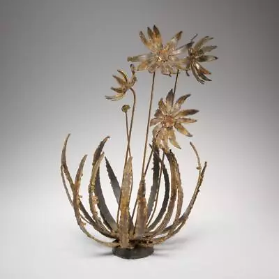 Brutalist Torch Cut Metal Flower Still Life Art Sculpture Attrib Silas Seandel B • $325
