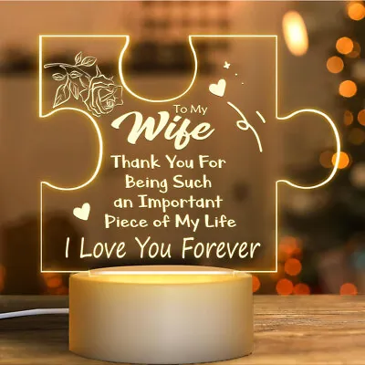 Valentines Gifts For Women GF Her Wife Acrylic Night Lights With Romantic Saying • £6.99