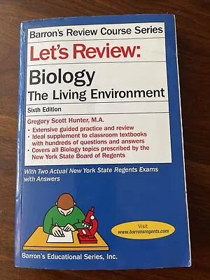 Barron's Regents NY Ser.: Let's Review Biology By Gregory Scott Hunter (2013... • $5