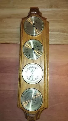 Vintage Weather Station Hygrometer Thermometer Barometer And Clock  • $75