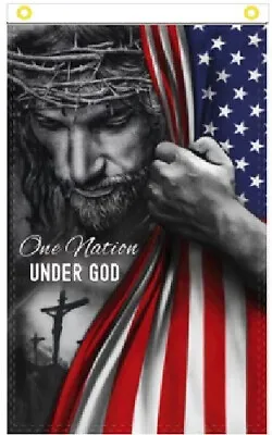 3x5 One Nation Under God Usa Reveal Vertical Flag Banner 100d W/ Grommets • $12.88