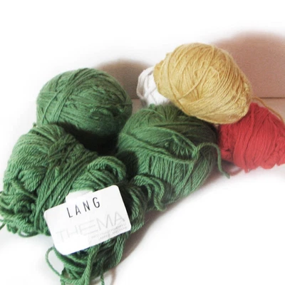 $9.99 • Buy 6 Skeins Lang Thema Superwash Super Soft Wool 3 Green, 1 Yellow, 1 Red, 1 White