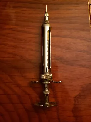 Vintage Metal & Glass Syringe. Great Photo/movie Prop Or Medical Collection!  • $20