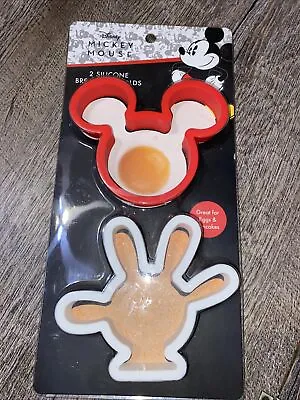 Disney Mickey Mouse 2pc Silicone Breakfast Mold Rings For Eggs And Pancakes NEW • $15.99