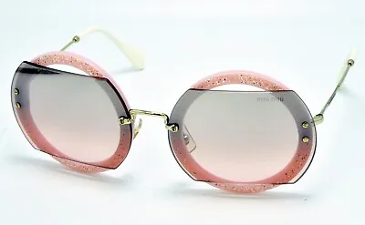 NEW Miu Miu SMU06S AR0 3B0 Sunglasses Pink Gold Frame Mirror Lenses 63-17-140 • $135