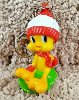 $20 • Buy Looney Tunes Tweety Bird On Holly Leaf Key Ring Keychain PVC Figure Christmas 