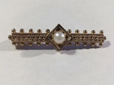 £240 • Buy Antique 1933-1944 Gold Stamped GJ (Georg Jensen) Bar Brooch With Natural  Pearl