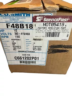 A.O. Smith F48B18AO5 Electric Fan Motor 1/2hp 380-415/460v-ac 1100 Rpm • $199.99