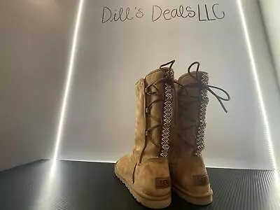 UGG Light Weight Tall Braided Tasman Boots Chestnut Brown Women’s Size 8 ~ EUC • $65