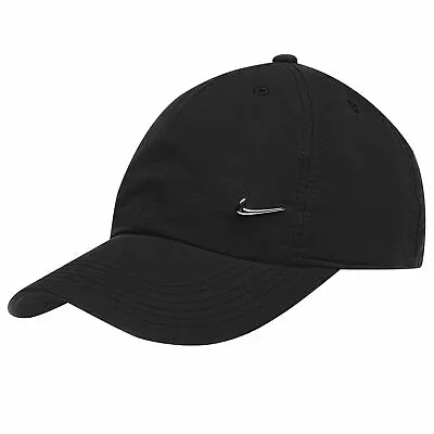 £19.99 • Buy Nike Men Metal Swoosh Cap Black Baseball Hat Nike Logo Adjustable Running BLACK