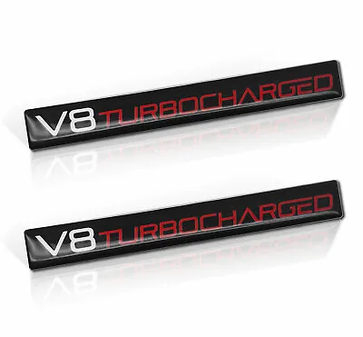 $10.99 • Buy 2 - BRAND NEW Embossed Aluminum V8 TURBOCHARGED Turbo Badge Emblem Black Red