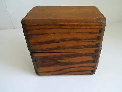 Beautiful Vtg Dovetailed Oak Wooden Recipe Address Trinket Box 5 3/4  X 5 1/2  • $25.99