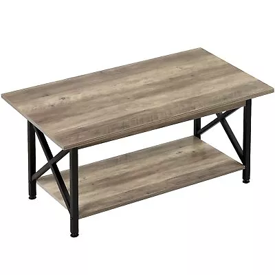 Coffee Table Large 43.3 X 23.6 Inch Rustic Farmhouse With Storage Shelf For L... • $131.68