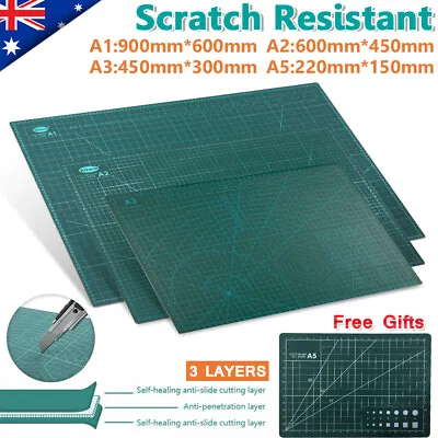 Cutting Mat Self Healing Craft Double Sided Grid 3ply Thick Board A1 A2 A3 PVC • $14.99