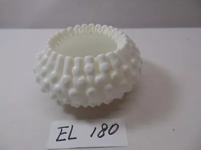 Fenton Milk Glass Hobnail Bowl Rose Crimped Ribbon Edge Vintage 2 1/4  Tall • $24.99