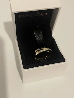 Pandora 14k Gold-plated Crossover Pave Triple Band Ring • £60