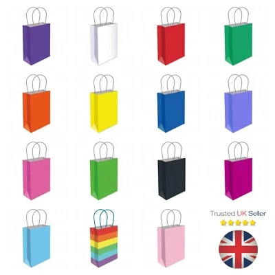 £2.25 • Buy Bright Paper Party Gift Bags With Handles Kids Adults Xmas Birthday Loot Bag UK