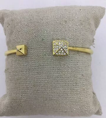 Nadri Yellow Goldtone Pave Hinged Cuff Bracelet  • $12