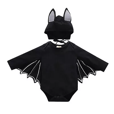 Baby Boy Girl Cosplay Bat Costume Romper Hat Set Toddler Fancy Dress Outfit Set. • £12.90
