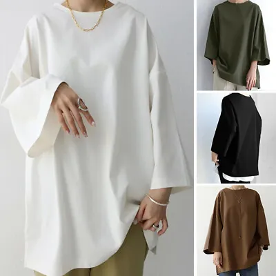 ZANZEA Womens Long Sleeve Plain Basic Tee Blouse Casual Oversized Tops T Shirts • $22.98