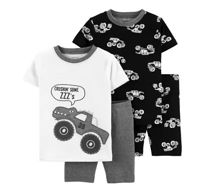 Nwt 5t 5 2t 4t 4 Monster Truck Trucks Cars Pajamas Boys Carters Summer Birthdays • $32.80