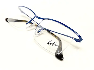 NEW Ray Ban RB6370 2887 Mens Blue Half Rim Modern Eyeglasses Frames 55/18~145 • $119.99