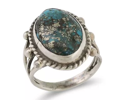 Navajo Ring 925 Silver Morenci Turquoise Native American Artist C.80's • $149