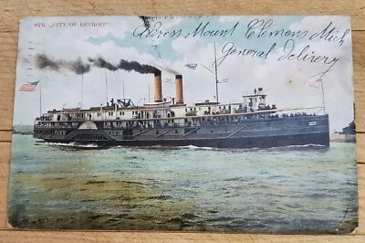 Vintage Postcard Cruising Mount Clemens Michigan Made In Germany 1908 (P-222) • $11.76