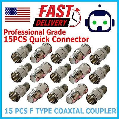 15 Pack F-type Quick Push-On Adapter Male-Female Coaxial Cable Connector • $12.95