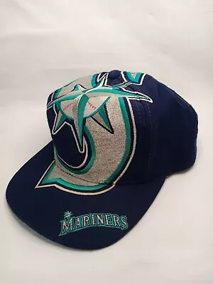 Vintage 90s Seattle Mariners The Game Big Logo Compass Snapback Hat • $599.99