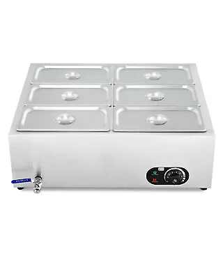 Electric Food Warmer Bain Marie Large Buffet Server 2/3/4/6 Pans 1500W & Chafers • £119.99