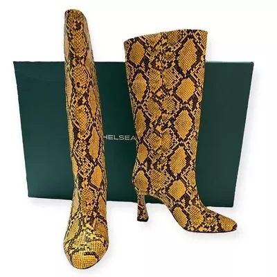 NIB Chelsea Paris Queen Boots Yellow Snake Print Size 37EU • $246