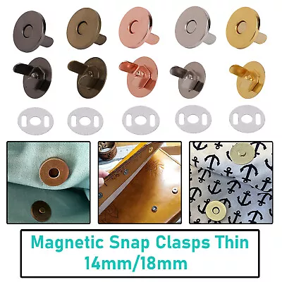 £4.05 • Buy Magnetic Snaps Clasps Fastening Purses Handbags Craft Metal Buttons 18mm/14mm