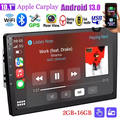 10.1  Android 13 Carplay GPS Navi WiFi Double 2Din Touch Screen Car Stereo Radio • $69.59